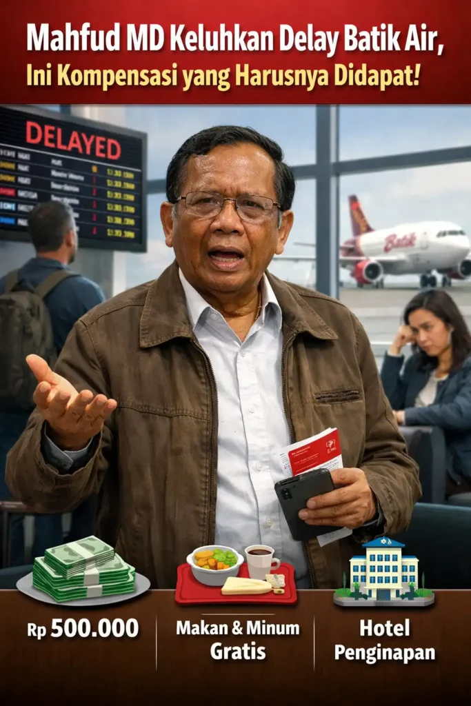 Mahfud MD Keluhkan Delay Batik Air, Ini Kompensasi yang Harusnya Didapat!