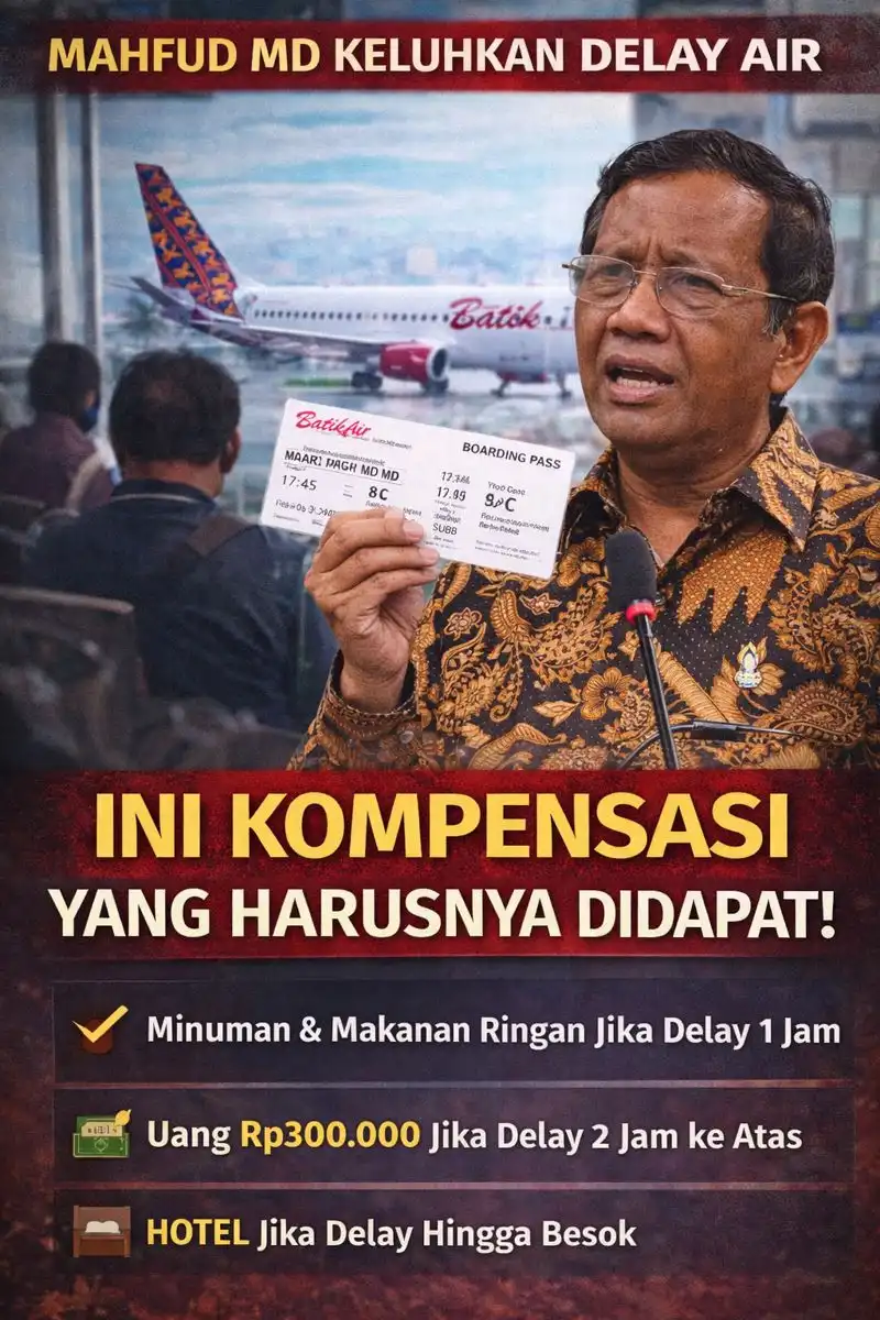 Read more about the article Mahfud MD Keluhkan Delay Batik Air, Ini Kompensasi yang Harusnya Didapat!