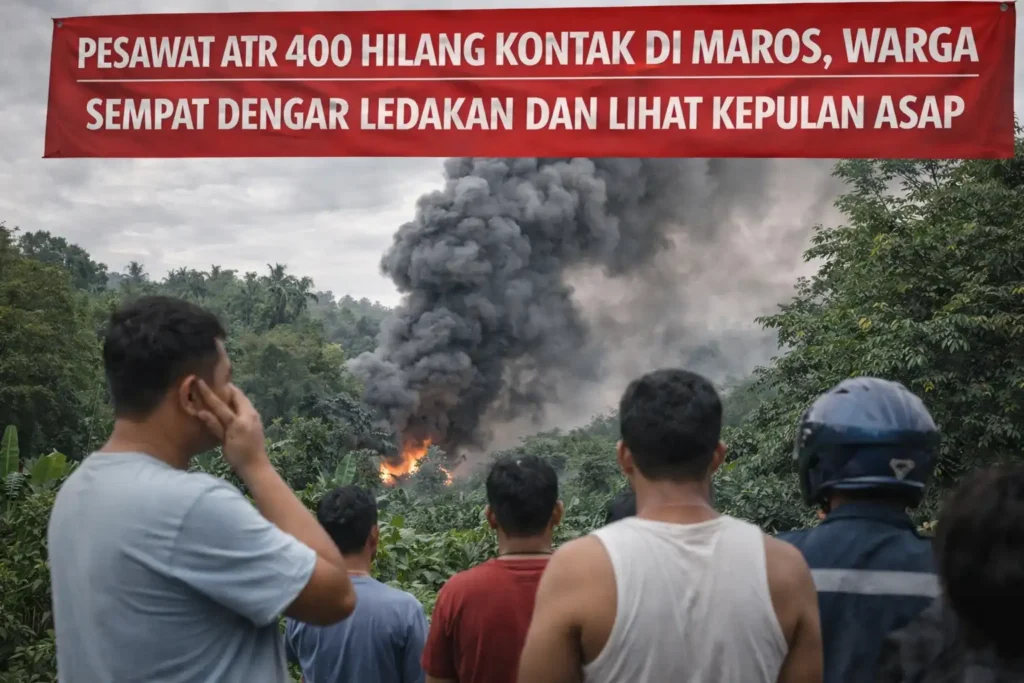 Pesawat ATR 400 Hilang Kontak di Maros, Warga Sempat Dengar Ledakan dan Lihat Kepulan Asap