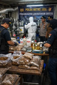 Read more about the article Polda Metro Bongkar Laboratorium Ilegal Tembakau Sintetis di Jakbar, Nilai Produksi Capai Rp 5 Miliar