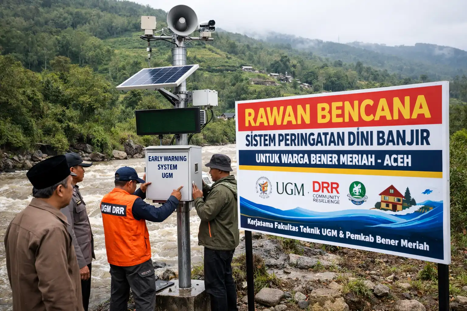Read more about the article Rawan Bencana, UGM Pasang Sistem Peringatan Dini Banjir untuk Warga Bener Meriah Aceh