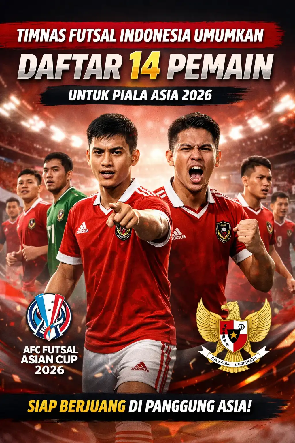 Read more about the article Timnas Futsal Indonesia Umumkan Daftar 14 Pemain untuk Piala Asia 2026